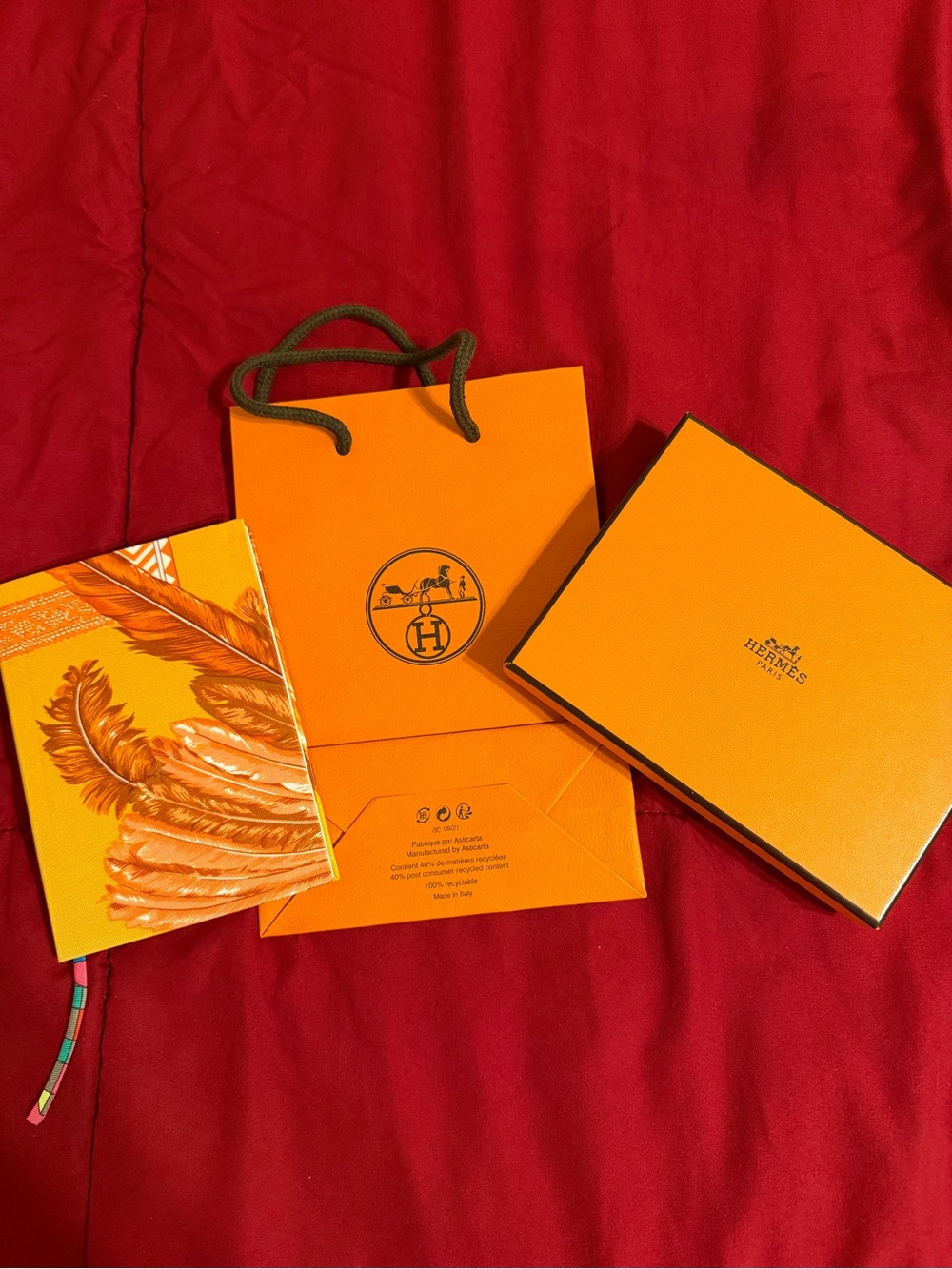Authentic Hermès Silk Notebook "Brazil" Set - Box & Bag